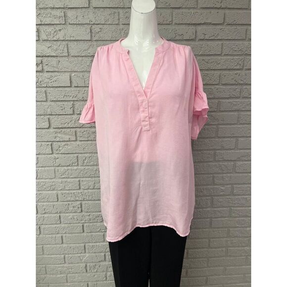 Crown & Ivy Women Pink Oversized Hi-Lo Blouse Size L - Picture 1 of 7
